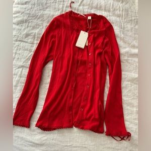Doen Knit NWT Cardigan Red Size XL